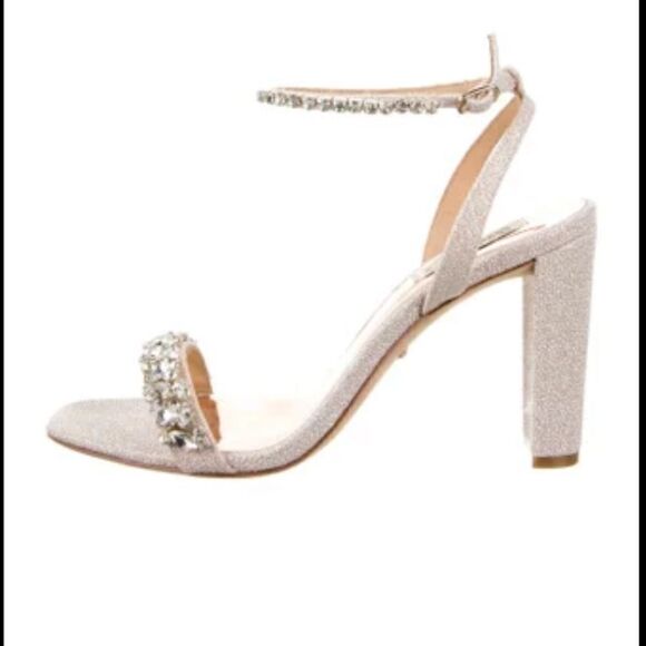 Badgley Mischka Tasmine Jeweled Heels Ankle Strap Pale Pink 7 NIB - Picture 2 of 10